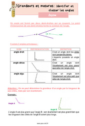 Identifier et classer les angles - Leçon de grandeurs et mesures pour le cm2 - PDF gratuit à imprimer