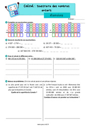 Soustraire des nombres entiers - Exercices de calcul pour le cm2 - PDF à imprimer