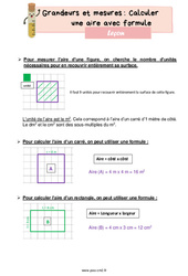 Calculer une aire avec formule - Leçon de grandeurs et mesures pour le cm2 - PDF gratuit à imprimer