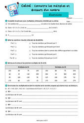 Connaitre les multiples et diviseurs d'un nombre - Exercices de calcul pour le cm2 - PDF à imprimer