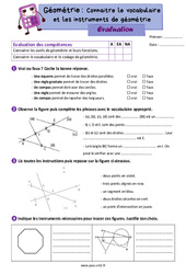 Connaitre le vocabulaire et les instruments de géométrie - Évaluation de géométrie pour le cm2 - PDF à imprimer