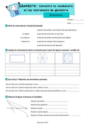 Connaitre le vocabulaire et les instruments de géométrie - Exercices de géométrie pour le cm2 - PDF à imprimer
