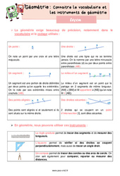 Connaitre le vocabulaire et les instruments de géométrie - Leçon de géométrie pour le cm2 - PDF gratuit à imprimer