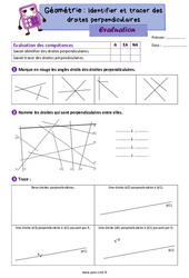 Identifier et tracer des droites perpendiculaires - Évaluation de géométrie pour le cm2 - PDF à imprimer