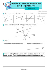 Identifier et tracer des droites perpendiculaires - Exercices de géométrie pour le cm2 - PDF à imprimer