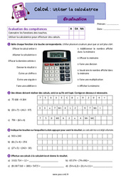 Utiliser la calculatrice - Évaluation de calcul pour le cm2 - PDF à imprimer