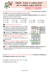 Diviser un nombre entier par un nombre à deux chiffres - Leçon de calcul pour le cm2 - PDF gratuit à imprimer