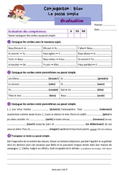 Le passé simple (bilan) – Evaluation de conjugaison pour le cm2 - PDF à imprimer