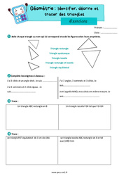 Identifier et décrire des triangles – Exercices de géométrie pour le cm2 - PDF à imprimer