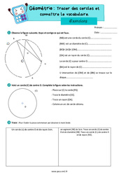 Tracer des cercles et connaître leur vocabulaire – Exercices de géométrie pour le cm2