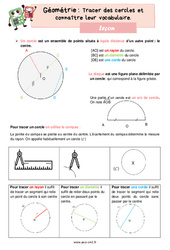Tracer des cercles et connaître leur vocabulaire – Leçon de géométrie pour le cm2 - PDF gratuit à imprimer