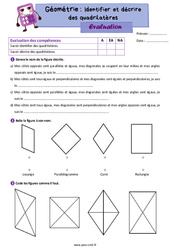 Identifier et décrire des quadrilatères – Évaluation de géométrie pour le cm2 - PDF à imprimer