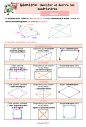 Identifier et décrire des quadrilatères – Leçon de géométrie pour le cm2 - PDF gratuit à imprimer