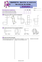 Identifier et construire des patrons de solides – Évaluation de géométrie pour le cm2 - PDF à imprimer
