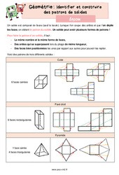 Identifier et construire des patrons de solides – Leçon de géométrie pour le cm2 - PDF gratuit à imprimer