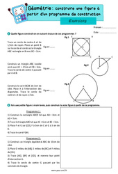 Construire à partir d'un programme – Exercices de géométrie pour le cm2 - PDF à imprimer
