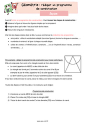 Écrire un programme de construction – Leçon de géométrie pour le cm2 - PDF gratuit à imprimer