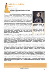 La Belle et la Bête - Jeanne-Marie Leprince de Beaumont - 6ème - Lecture - récit - PDF à imprimer