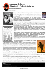 La marque de Zorro - Chapitre 1 : Pedro le fanfaron - 6ème - Lecture - récit - PDF à imprimer
