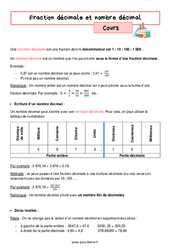 Fraction décimale et nombre décimal - Cours - 6ème