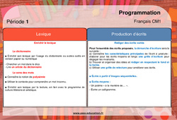 Lexique, Production d’écrits - Cm1 - Progression - programmation - PDF à imprimer