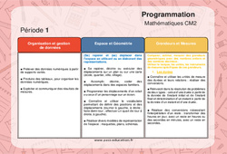 Mathématiques (Organisation et gestion de données, Espace et Géométrie, Grandeurs et Mesures) - Cm2 - Progression - programmation