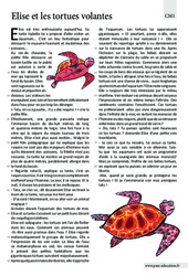 Elise et les tortues volantes – Cm1 – Récit – Lecture - PDF à imprimer