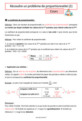 Résoudre un problème de proportionnalité (2) - Cours pour la 6ème - PDF à imprimer