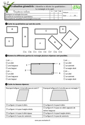 Identifier et décrire les quadrilatères : Le rectangle et le carré au CE2 - Evaluation: QCM - Quiz  - PDF à imprimer