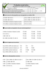 Décomposer les nombres de 0 à 9 999 au CE2 - Evaluation: QCM - Quiz  - PDF à imprimer