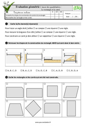 Tracer des quadrilatères : Le rectangle et le carré au CE2 - Evaluation: QCM - Quiz à imprimer