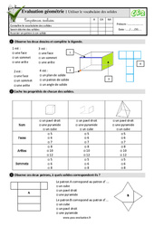 Utiliser le vocabulaire des solides au CE2 - Evaluation: QCM - Quiz  - PDF à imprimer