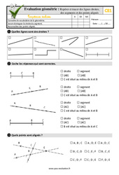 Repérer et tracer des lignes droites, des segments et des points alignés au Ce1 - Evaluation: QCM - Quiz  - PDF à imprimer