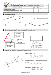 Le vocabulaire géométrique au CE1 - Evaluation: QCM - Quiz - PDF à imprimer