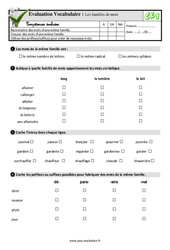 Les familles de mots au CE1 - Evaluation: QCM - Quiz - PDF à imprimer
