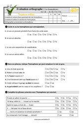 Les homophones : ou / où - la / là / l’a / l’as au Cm1 - Evaluation: QCM - Quiz - PDF à imprimer