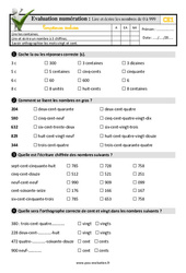 Lire et écrire les nombres de 0 à 999 au CE1 - Evaluation: QCM - Quiz - PDF à imprimer