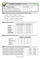 Les préfixes au CM1 - Evaluation: QCM - Quiz - PDF à imprimer