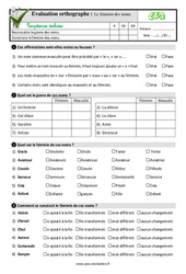 Le féminin des noms au Ce2 - Evaluation: QCM - Quiz  - PDF à imprimer