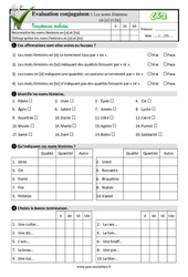 Les noms féminins en [e] et [te] au CE2 - Evaluation: QCM - Quiz  - PDF à imprimer