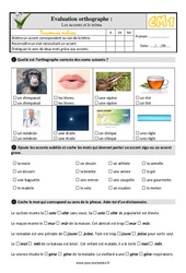 Les accents et le tréma au Cm1 - Evaluation: QCM - Quiz  - PDF à imprimer