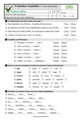L’ordre alphabétique au CE2 - Evaluation: QCM - Quiz - PDF à imprimer