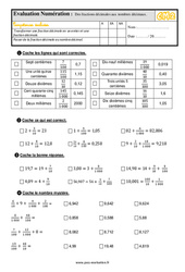 Des fractions décimales aux nombres décimaux au CM2 - Evaluation: QCM - Quiz  - PDF à imprimer