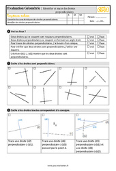 Identifier et tracer des droites perpendiculaires au Cm1 - Evaluation: QCM - Quiz  - PDF à imprimer