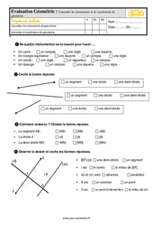 Connaître les instruments et le vocabulaire de géométrie au Cm2 - Evaluation: QCM - Quiz - PDF à imprimer
