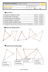 Identifier des triangles au Cm2 - Evaluation: QCM - Quiz  - PDF à imprimer
