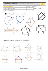 Identifier les figures symétriques et les axes de symétrie au Cm2 - Evaluation: QCM - Quiz  - PDF à imprimer