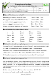 Le futur des verbes être, avoir, aller, faire, dire au Cm2 - Evaluation: QCM - Quiz - PDF à imprimer