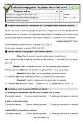 Le présent des verbes en -er au Cm2 - Evaluation: QCM - Quiz  - PDF à imprimer