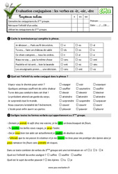 Les verbes en -ir, -oir, -dre au Cm2 - Evaluation: QCM - Quiz  - PDF à imprimer